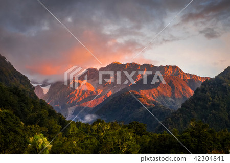 Franz Josef glacier at sunset, New Zealand 42304841