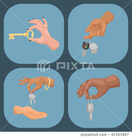 Hand holding key vector apartment selling human gesture sign security house concept arm symbol 42305867