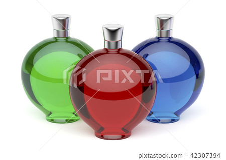 Three liqueur bottles on white 42307394