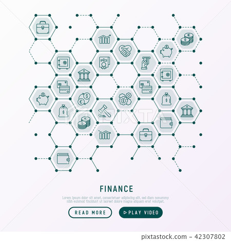 Finance concept in honeycombs with thin line icons Finance concept in honeycombs with thin line icons 42307802
