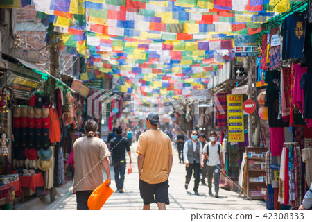 Tibetan prayer flags for decoration, Nepal 42308333