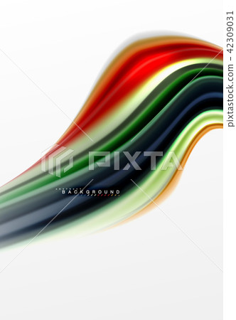 Fluid liquid mixing colors concept on light grey background, curve flow, trendy abstract layout 42309031