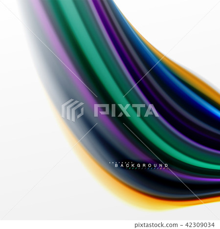 Fluid liquid mixing colors concept on light grey background, curve flow, trendy abstract layout 42309034
