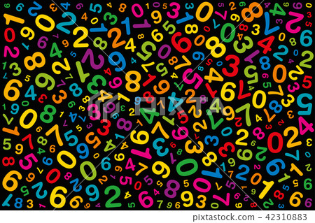 Twisted colored numbers on black background Twisted colored numbers on black background 42310883