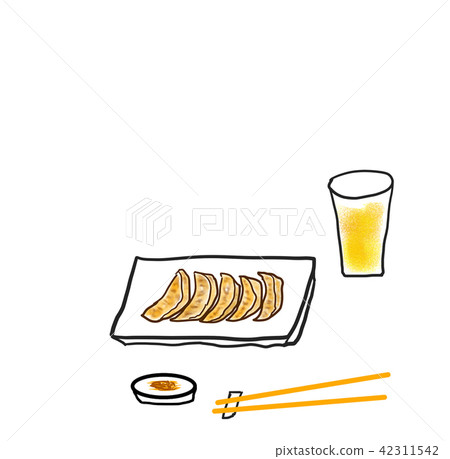 插圖與餃子和啤酒切 42311542