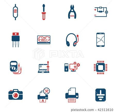 electronics repair icon set 42311610