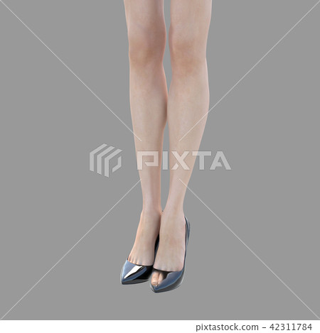 在透明度perming3DCG真正的例證材料裡面的女性腳踏泵 42311784