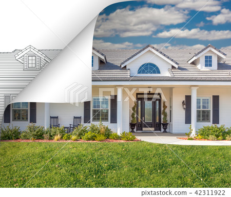 House Photo Page Corner Flipping with Drawing Behind 42311922