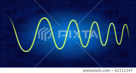 Neon wave graph against binary code background 42312147
