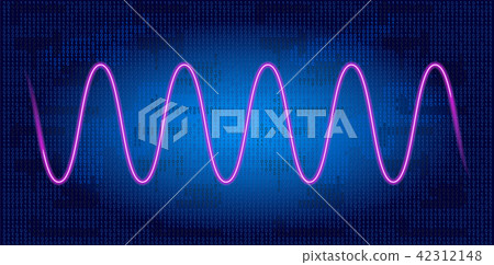 Neon wave graph against binary code background 42312148