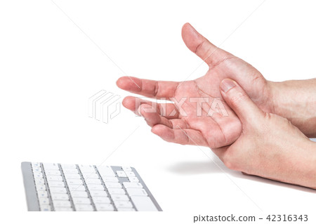 man with pain on hand, office syndrome concept man with pain on hand, office syndrome concept 42316343