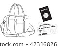 Men's business item Boston bag passport boarding pass Illustration 42316826
