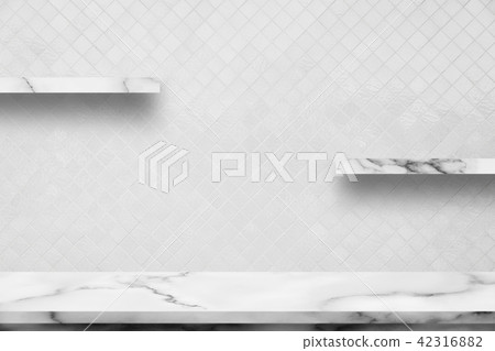 White marble table with decorative interior room 42316882