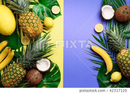 Exotic pineapples, coconuts, banana, melon, lemon Exotic pineapples, coconuts, banana, melon, lemon 42317120