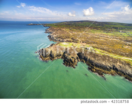 Aerial view of Amlwch Harbour on Anglesey, North Wales, UK. Aerial view of Amlwch Harbour on Anglesey, North Wales, UK. 42318758