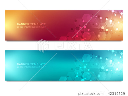 Vector banners design for medicine, science and digital technology. Molecular structure background 42319529