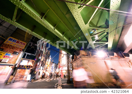 Tokyo's urban landscape in Japan Shinbashi at night 42321064