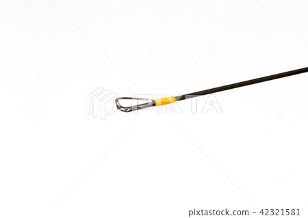 Fishing rod spinning titanium ring for line close-up. 42321581