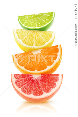 Isolated citrus fruits wedges Isolated citrus fruits wedges 42321971