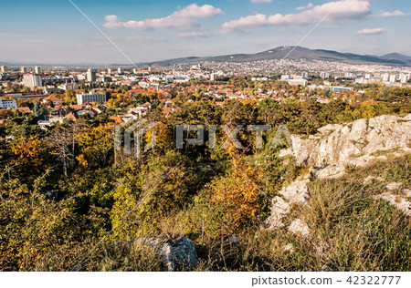 Nitra city and Zobor hill in autumn, yellow filter Nitra city and Zobor hill in autumn, yellow filter 42322777
