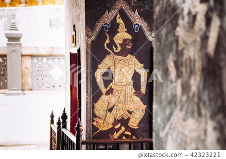 Historic mural painting of Bangkok Wat Phra Kaew Historic mural painting of Bangkok Wat Phra Kaew 42323221