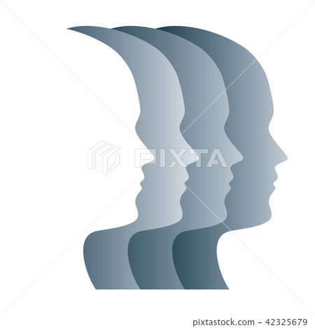 Gray silhouettes of faces in a straight row 42325679