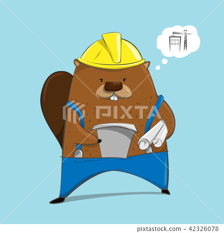 Cute beaver in engineer character cartoon 42326078