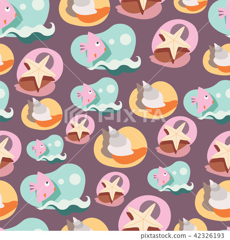 Seamless background pattern with lovely cartoon fishes 42326193
