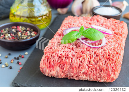 Minced meat from pork and beef. Ground meat  Minced meat from pork and beef. Ground meat  42326382