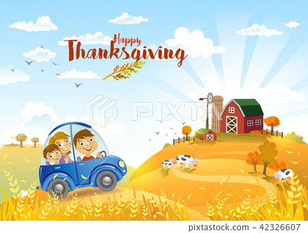 Thanksgiving autmn landscape with farm. 42326607