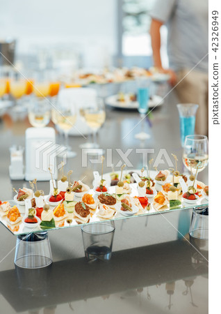 Snacks, fish and meat specialities on the buffet. Snacks, fish and meat specialities on the buffet. 42326949