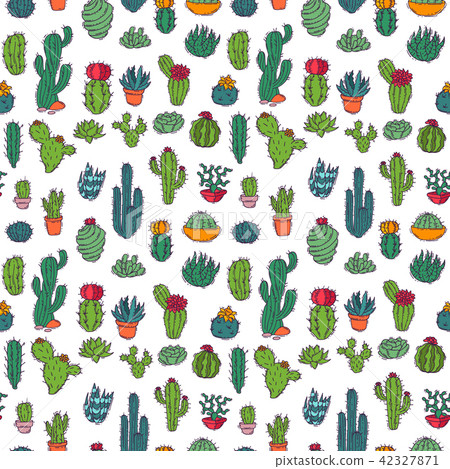 Cactus home nature vector illustration of green plant cactaceous tree with flower seamless pattern Cactus home nature vector illustration of green plant cactaceous tree with flower seamless pattern 42327871