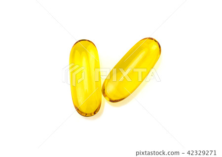Fish oil capsules isolated on white background 42329271