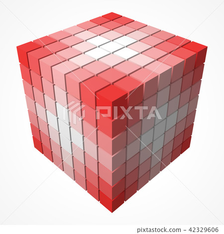 small cubes makes color gradient in shape of big cube. 3d style vector illustration. 42329606