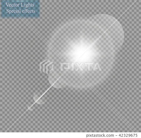 Vector transparent sunlight special lens flare light effect. Sun flash with rays and spotlight 42329675