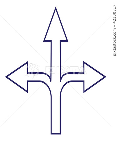 Three-way direction arrow sign. Three-way direction arrow sign. 42330517