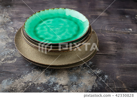Food background. Empty plates Food background. Empty plates 42330828