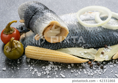Saltwater marinated fish, cold appetizer.  42331868