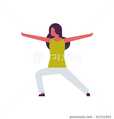 woman doing yoga exercises female cartoon character fitness activities isolated diversity poses woman doing yoga exercises female cartoon character fitness activities isolated diversity poses 42332092