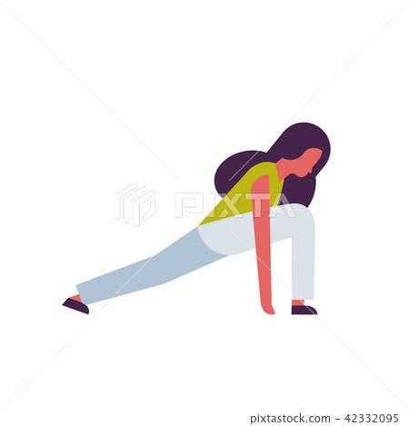 woman doing yoga exercises female cartoon character fitness activities isolated diversity poses 42332095