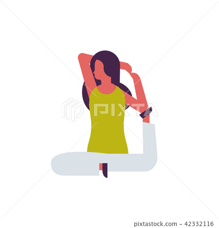 woman doing yoga exercises female cartoon character fitness activities isolated diversity poses 42332116