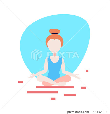 woman doing yoga exercises lotus white background female sport activity cartoon character full 42332195