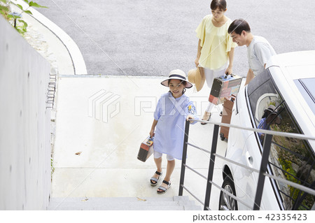 旅行，家庭，爸爸，媽媽，女兒，韓國人 42335423