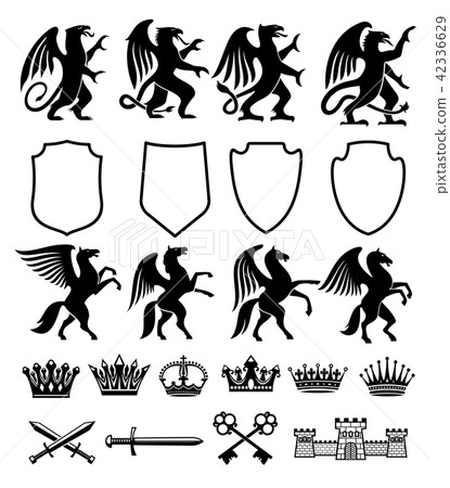Heraldic royal animals vector isolated icons 42336629