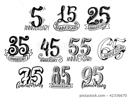 Vector hand lettering for anniversary year numbers 42336670