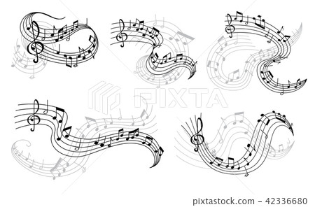 Vector music notes on staff icons 42336680