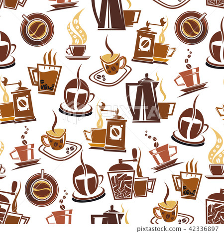 Vector seamless pattern of coffee - Stock Illustration [42336897] - PIXTA