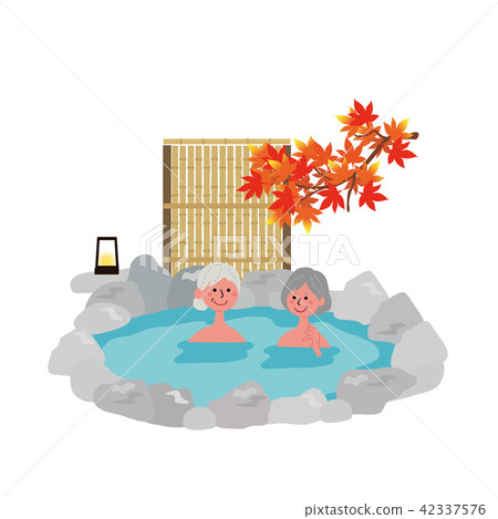 Senior Hot Spring illustration - Stock Illustration [42337576] - PIXTA