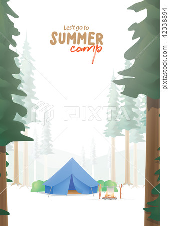 Summer Camp A4 Poster that the blue camp in forest - Stock Illustration  [42338894] - PIXTA