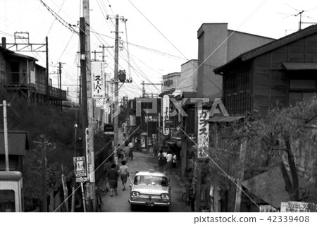 Showa landscape Shimocho shopping street Tokyo District Katsushika Ward in Showa 36 42339408